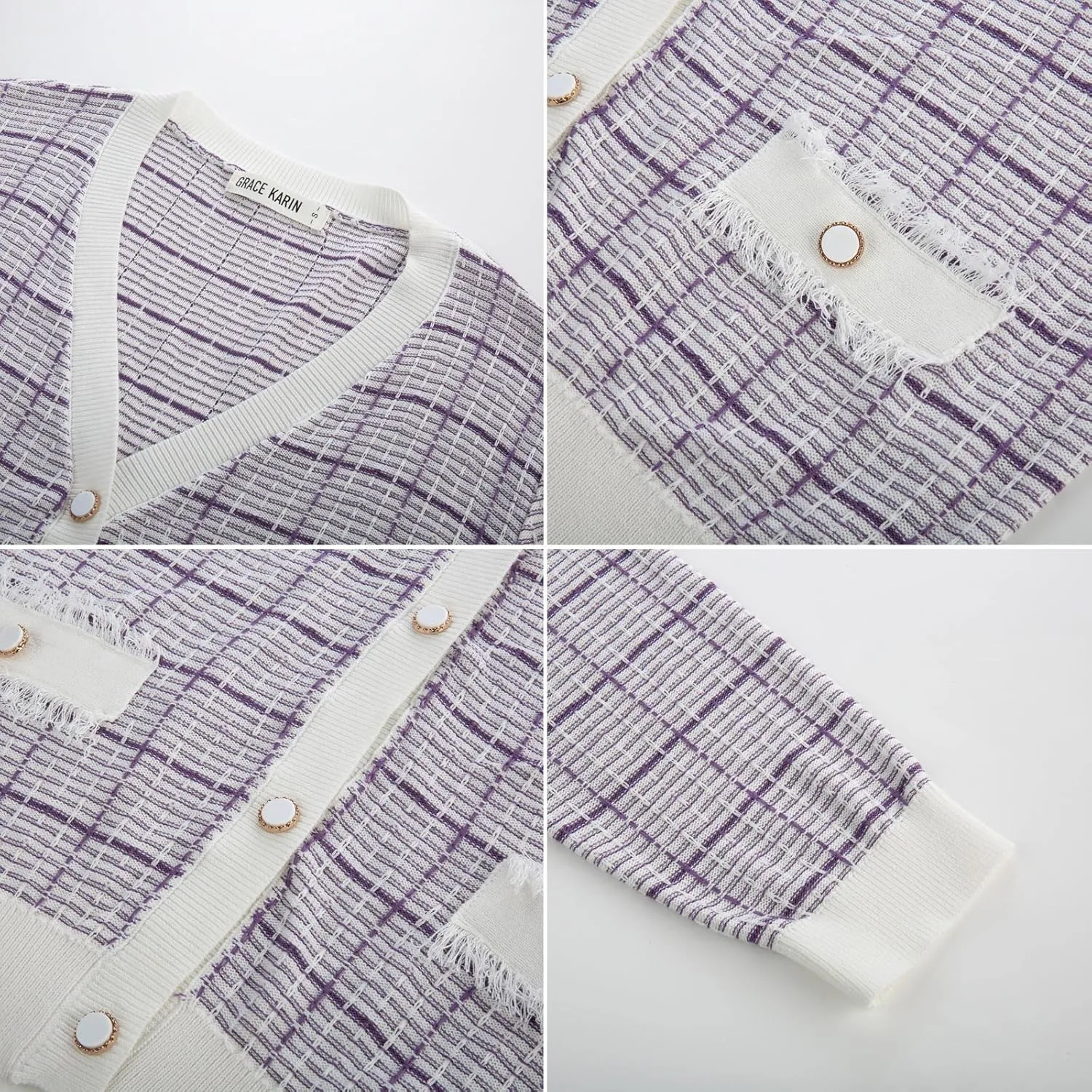 GRACE KARIN 2025 Women's Summer Cardigans Sweaters V-Neck Long Sleeve Button Down Lightweight Knit Cardigan