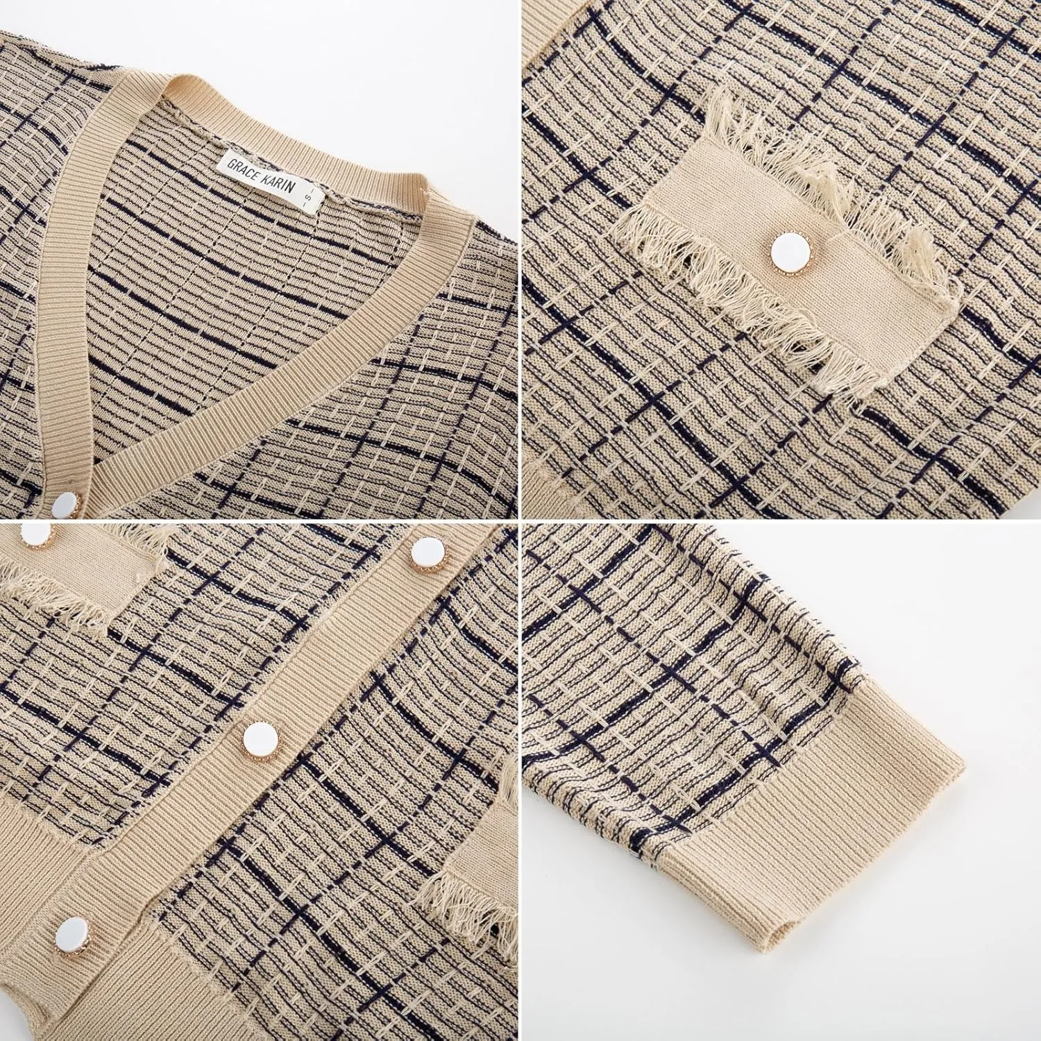 GRACE KARIN 2025 Women's Summer Cardigans Sweaters V-Neck Long Sleeve Button Down Lightweight Knit Cardigan