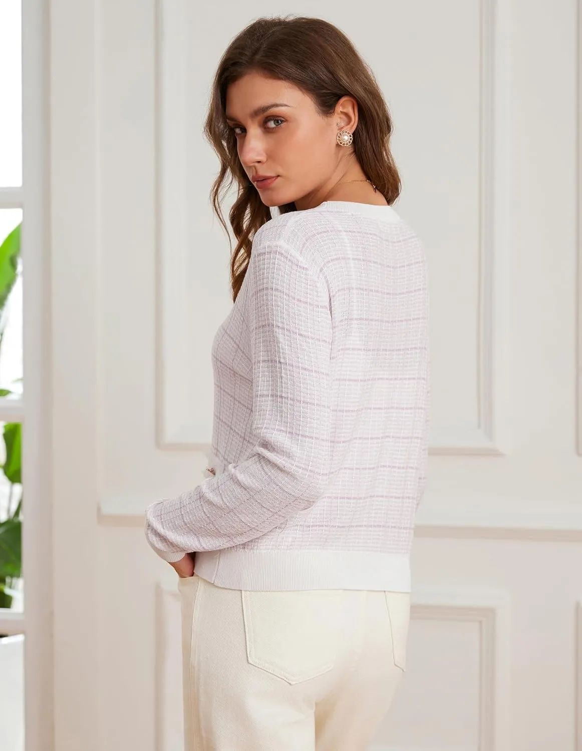 GRACE KARIN 2025 Women's Summer Cardigans Sweaters V-Neck Long Sleeve Button Down Lightweight Knit Cardigan