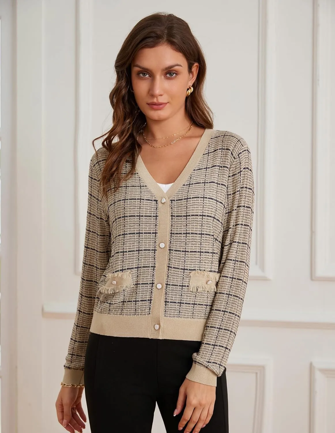 GRACE KARIN 2025 Women's Summer Cardigans Sweaters V-Neck Long Sleeve Button Down Lightweight Knit Cardigan