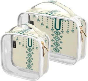 Green Tribe 2 Pieces Clear Makeup Cosmetic Bags for Traveling Vacation Organizing, Toiletry Bags for Women Men, PVC Waterproof Travel Organizer