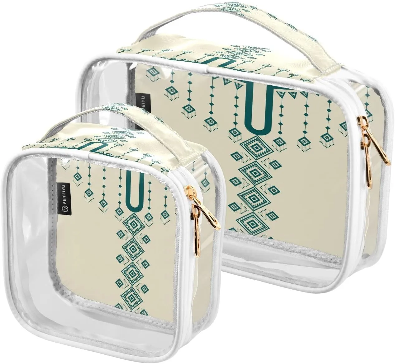 Green Tribe 2 Pieces Clear Makeup Cosmetic Bags for Traveling Vacation Organizing, Toiletry Bags for Women Men, PVC Waterproof Travel Organizer