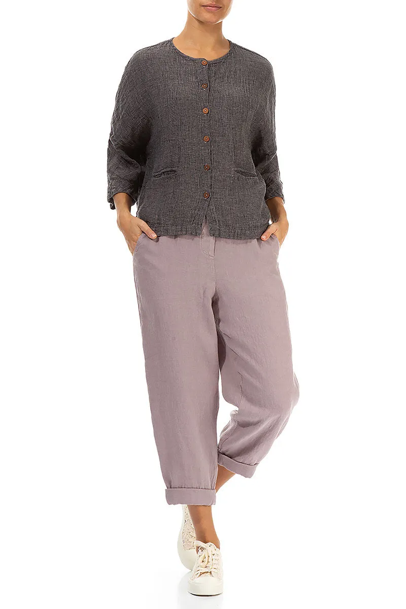 Greige Mélange Linen Jacket Blouse