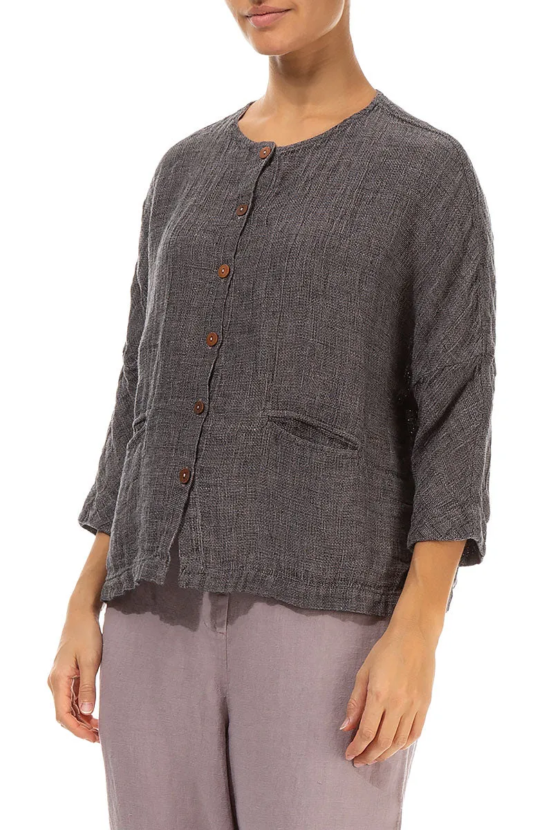 Greige Mélange Linen Jacket Blouse