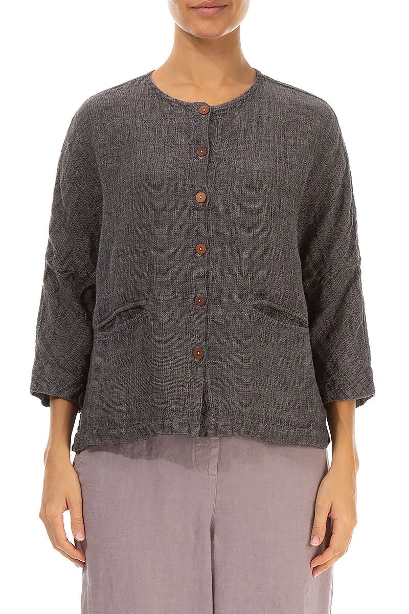 Greige Mélange Linen Jacket Blouse