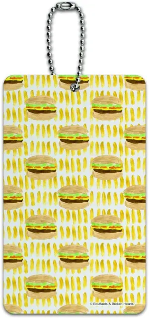 Hamburgers Fries Yum Luggage Card Suitcase Carry-On ID Tag
