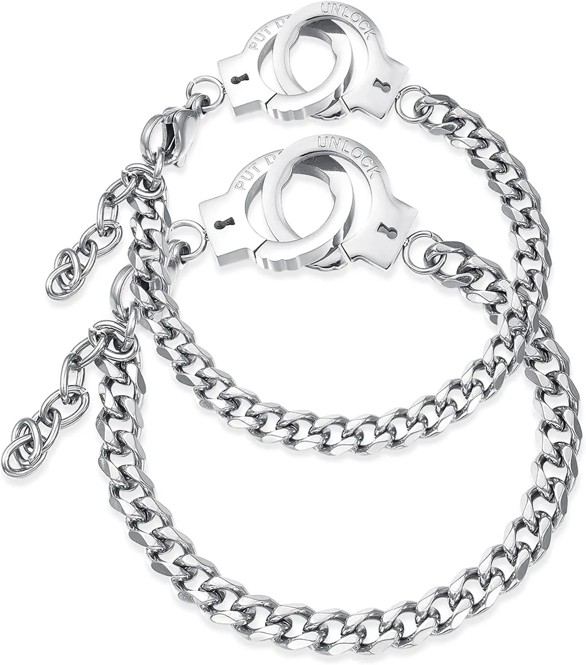 Handcuff Bracelet, Mini Handcuff Bracelet Stainless Steel Anklet Friendship Statement Cuban Hand Cuffs Ankle Bracelets for Women Men Foot Chain Jewelry