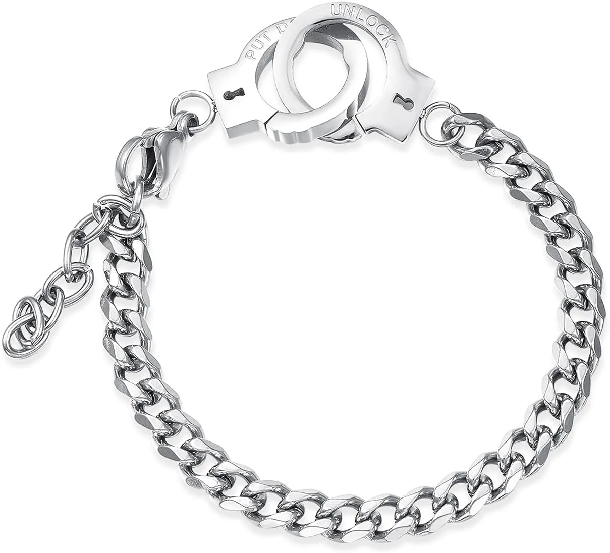 Handcuff Bracelet, Mini Handcuff Bracelet Stainless Steel Anklet Friendship Statement Cuban Hand Cuffs Ankle Bracelets for Women Men Foot Chain Jewelry
