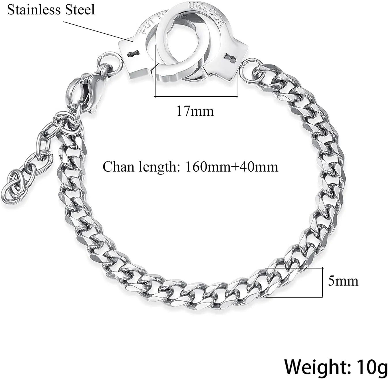 Handcuff Bracelet, Mini Handcuff Bracelet Stainless Steel Anklet Friendship Statement Cuban Hand Cuffs Ankle Bracelets for Women Men Foot Chain Jewelry