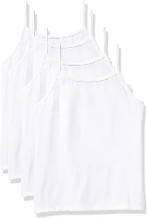 Hanes Girls Cami Tops, Ultimate EcoSmart Girls Camisoles, White 4-Pack