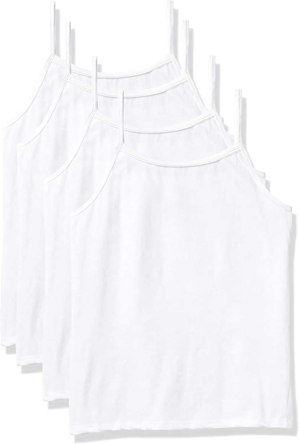 Hanes Girls Cami Tops, Ultimate EcoSmart Girls Camisoles, White 4-Pack
