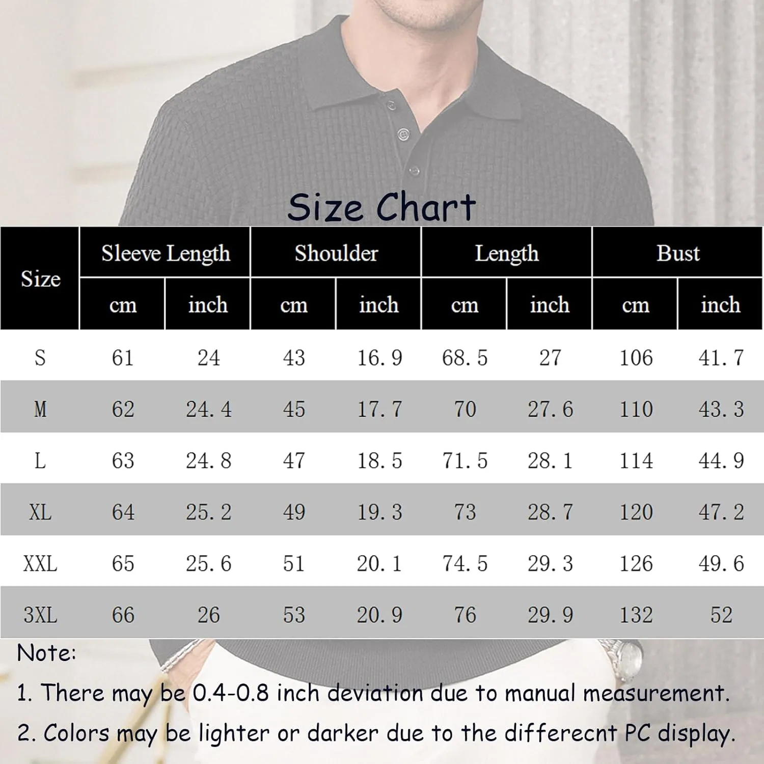 Hardaddy Men's Knit Polo Shirts Long Sleeve Button Up Pullover Sweater Textured Casual Collared Tops
