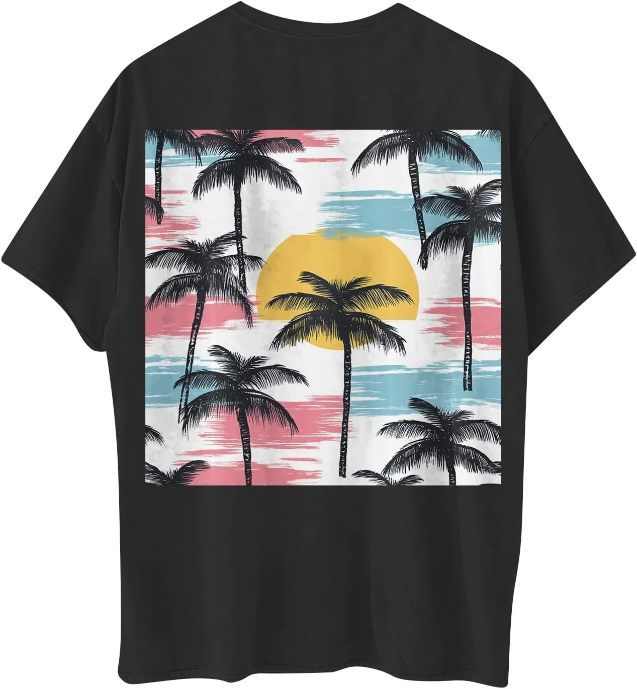 Hawaiian Shirts for Women Palm Trees Beach Graphic Tees Women Summer Vacation Short Sleeve T Shirts Fashion Outfits