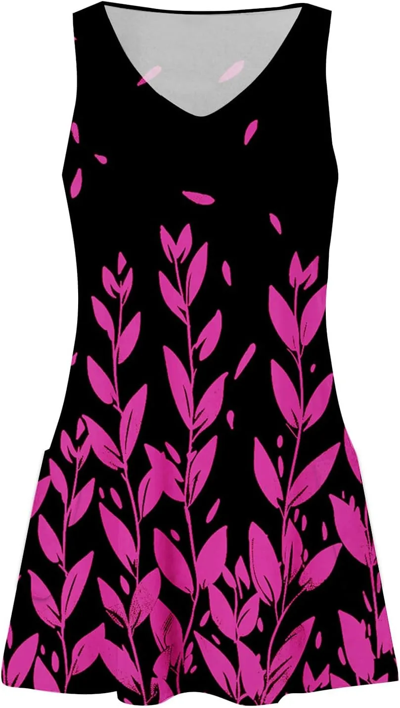 hlysgo Short Dress for Women 2025 Summer Sleeveless V Neck Mini Sundress Casual Beachwear Coverup Tank Dresses with Pockets