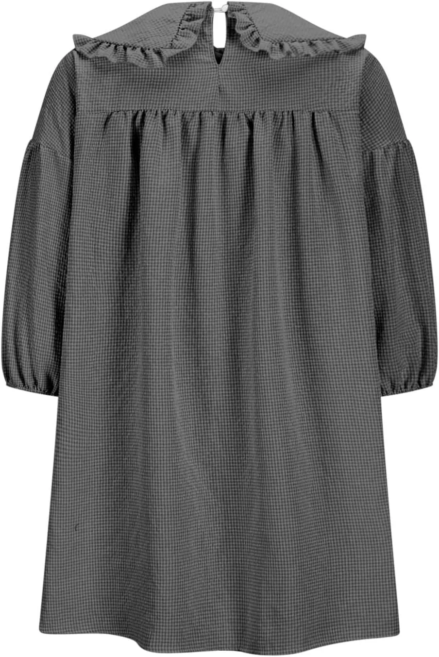 hlysgo Vacation Dresses for Women 2025 Casual Loose Fit 3/4 Sleeve Collar Neck Mini Dress Summer Solid Beach Babydoll Dress