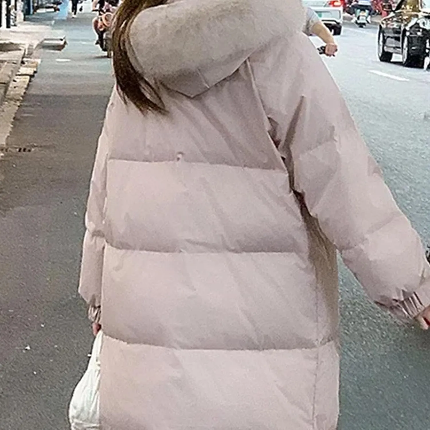 Hooded Long Parkas Winter Puffer Jacket For Women Down Cotton-padded Thicken Coat