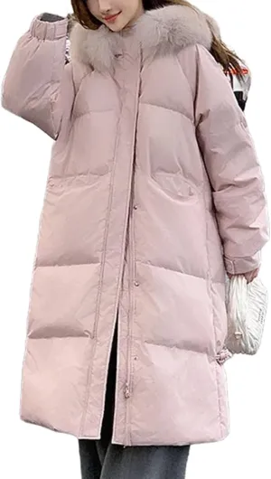 Hooded Long Parkas Winter Puffer Jacket For Women Down Cotton-padded Thicken Coat