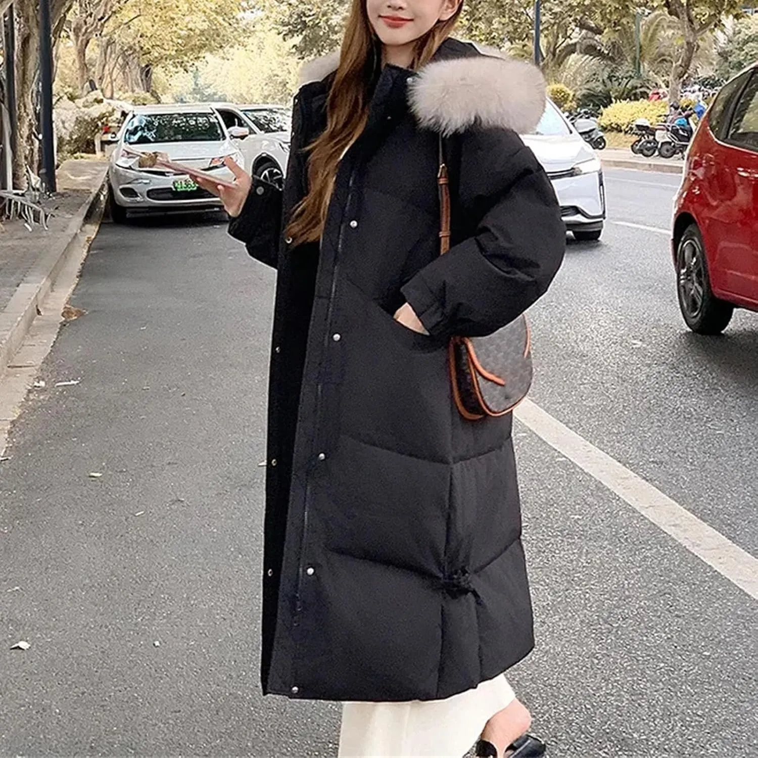 Hooded Long Parkas Winter Puffer Jacket For Women Down Cotton-padded Thicken Coat