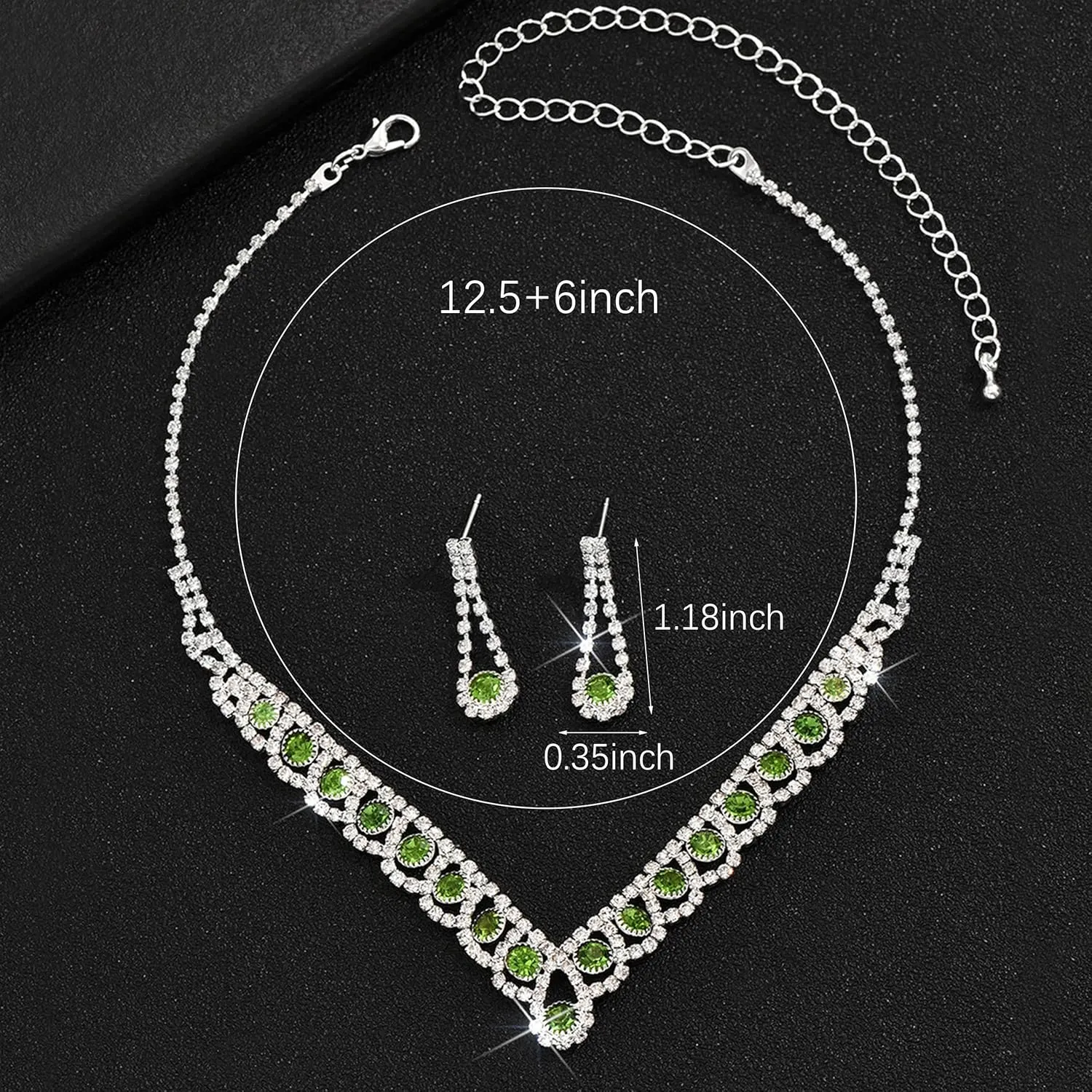 HUASAI Silver Jewelry Set Wedding Jewelry Sets for Brides Bridesmaid Crystal Necklace and Earrings Set Formal Prom Accessories for Wedding Day Costume Jewelry for Women