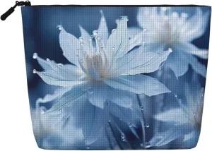 Ice Flower Print Cosmetic Bags for Women Large Capacity Purse Travel Toiletry Zipper Storage Pouch