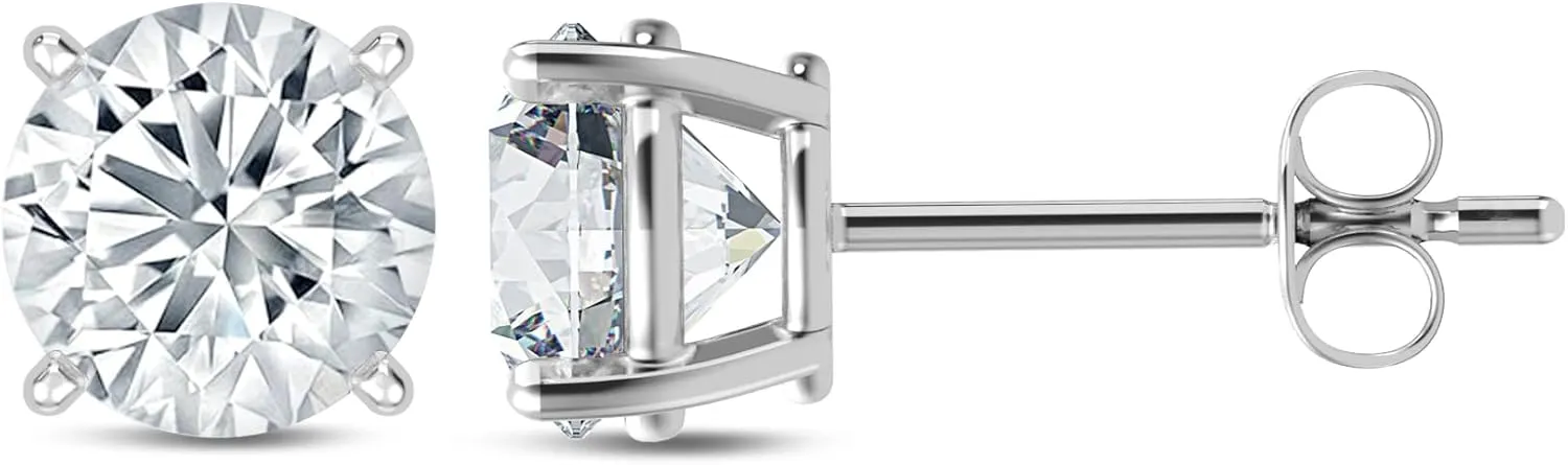IGI Certified Lab Grown Diamond Solitaire Stud Earrings for Women in 14k Gold With Screw back post (Color-F, Clarity VS1-VS2 0.50Ct - 3Ct)