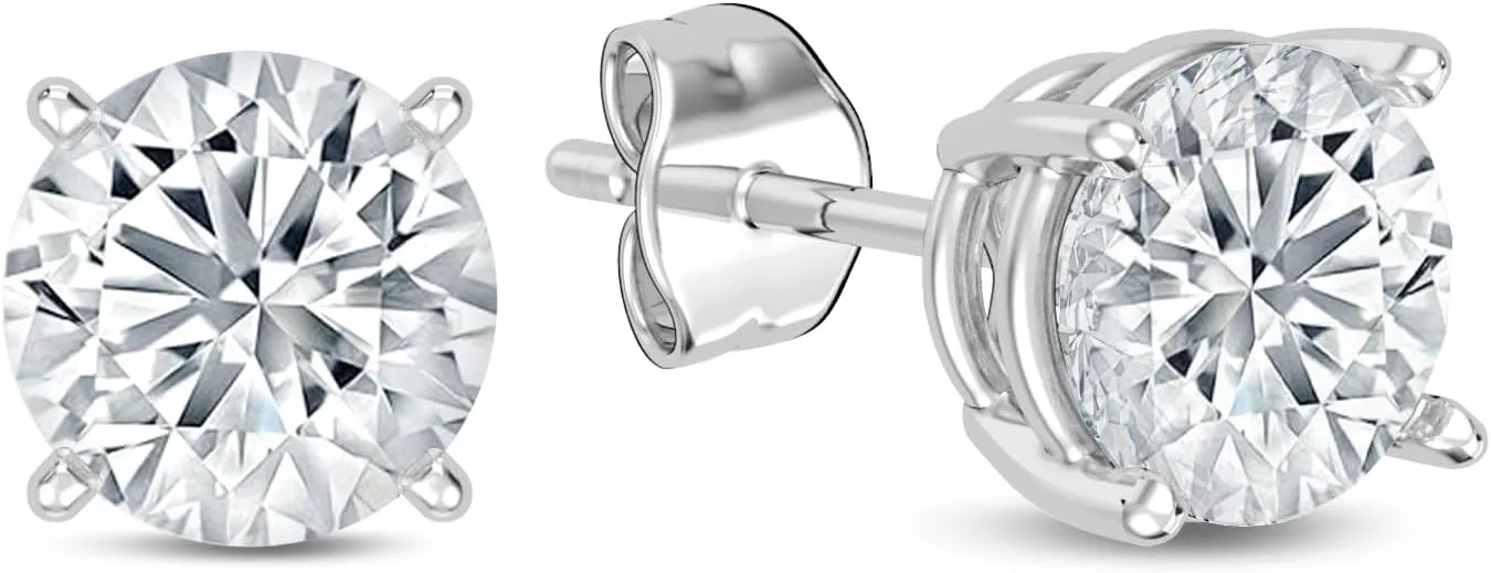 IGI Certified Lab Grown Diamond Solitaire Stud Earrings for Women in 14k Gold With Screw back post (Color-F, Clarity VS1-VS2 0.50Ct - 3Ct)