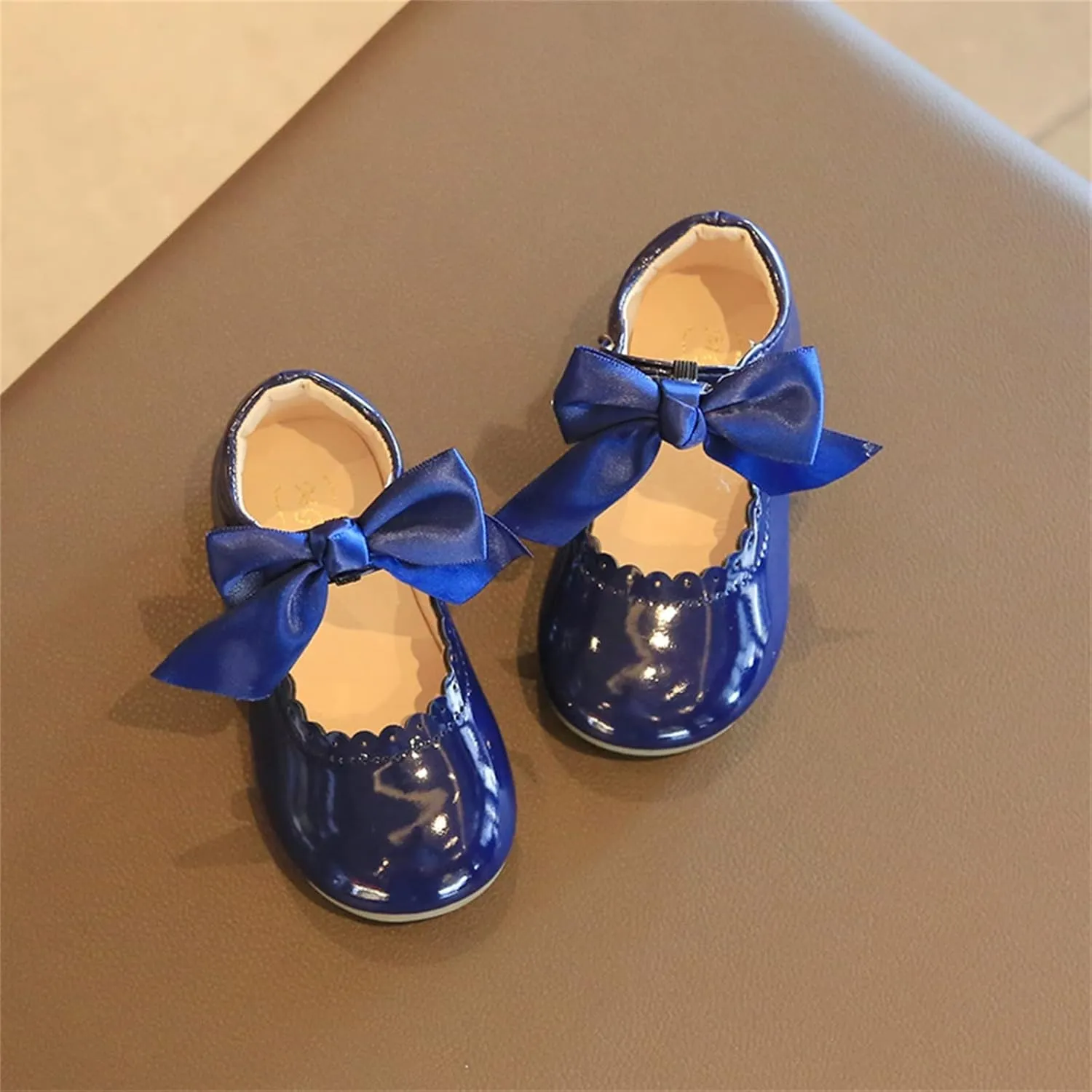 Infant Girls Wedding Dress Shoes Bow Ballet Mary Jane lats Newborn First Rain Boots for Girls Size 13 Or 1