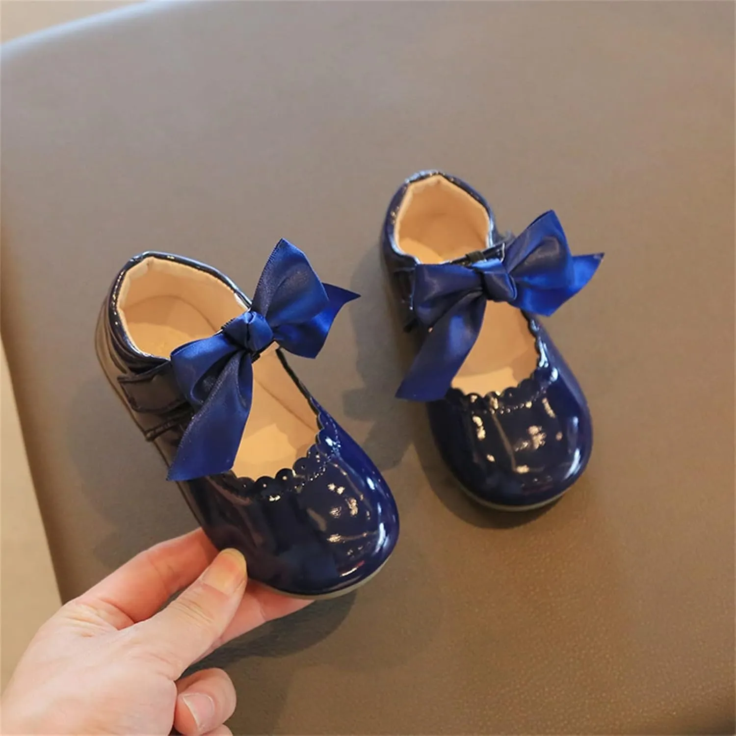 Infant Girls Wedding Dress Shoes Bow Ballet Mary Jane lats Newborn First Rain Boots for Girls Size 13 Or 1