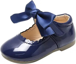 Infant Girls Wedding Dress Shoes Bow Ballet Mary Jane lats Newborn First Rain Boots for Girls Size 13 Or 1
