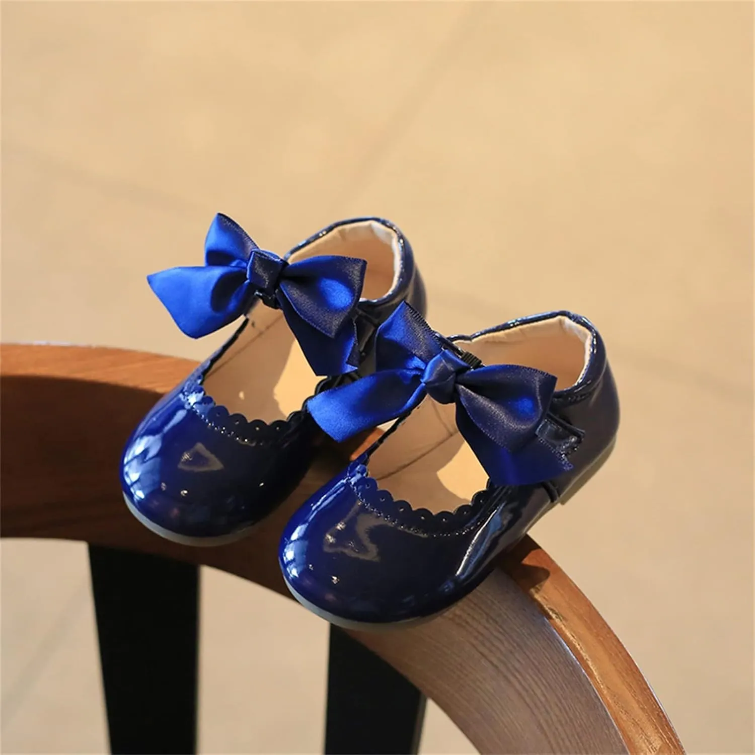 Infant Girls Wedding Dress Shoes Bow Ballet Mary Jane lats Newborn First Rain Boots for Girls Size 13 Or 1