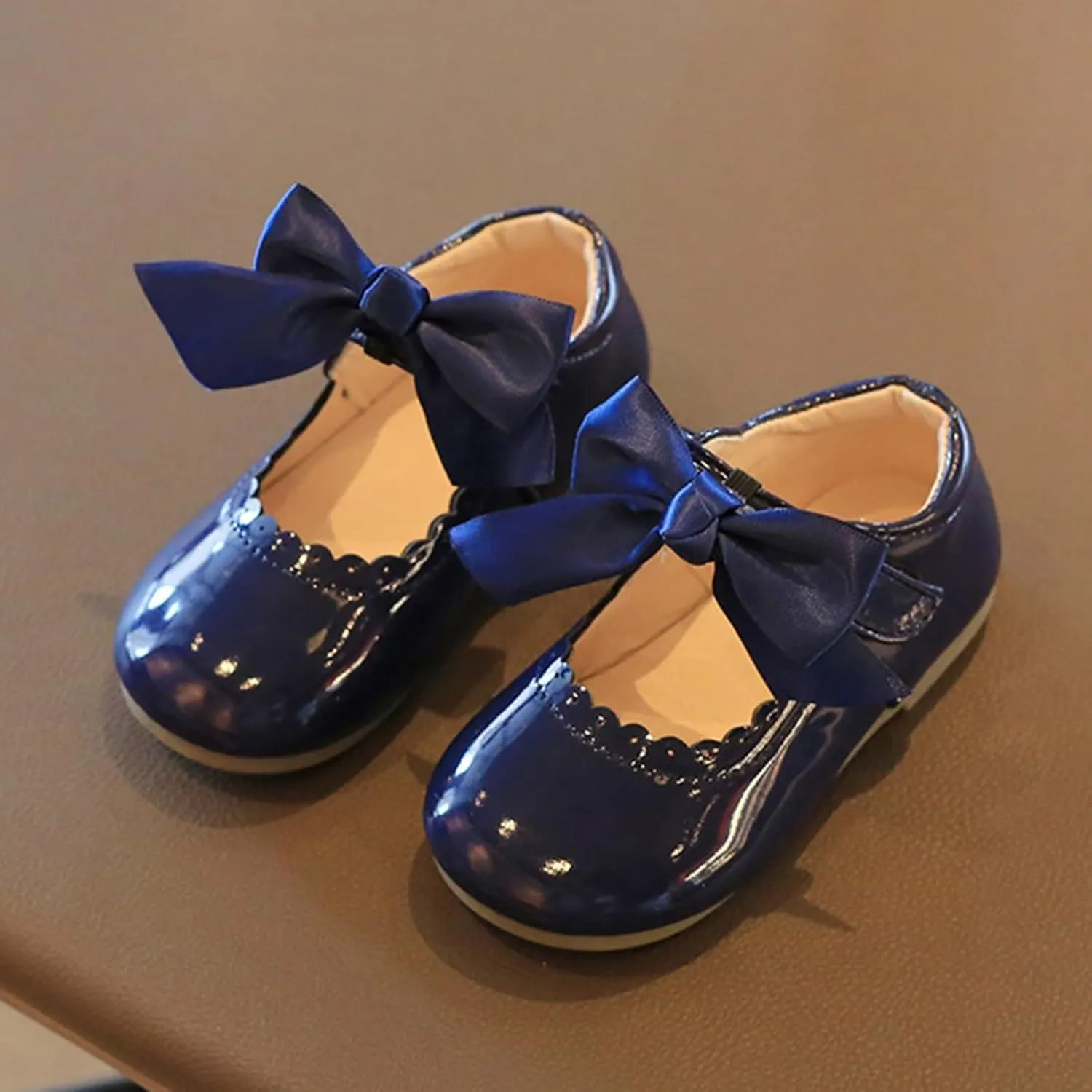 Infant Girls Wedding Dress Shoes Bow Ballet Mary Jane lats Newborn First Rain Boots for Girls Size 13 Or 1