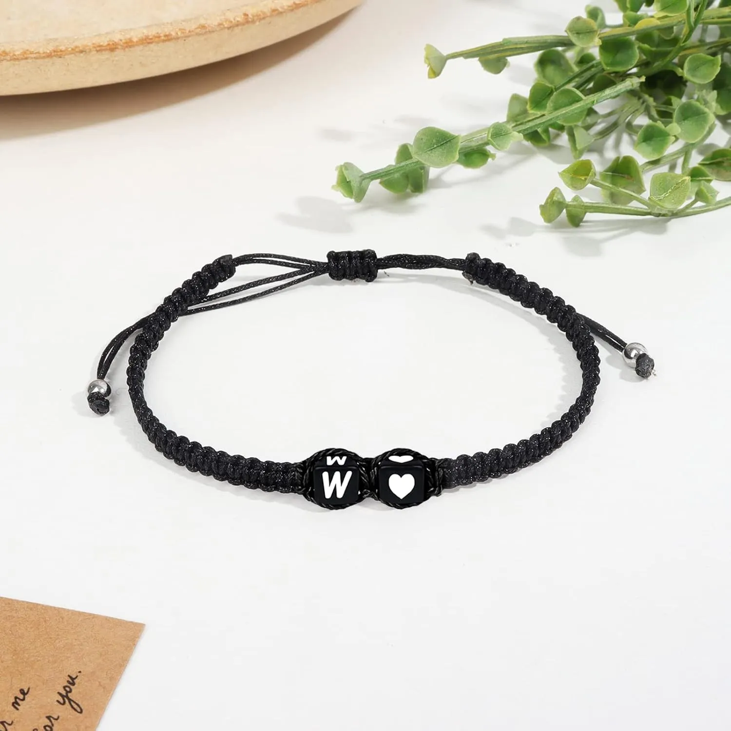 Initial Bracelet for Men Women Letter Charm Couples Bracelets Handmade Gift for Bf and Gf Custom Personal Jewelry Bracelet Birthday Anniversary Gifts for Men Women