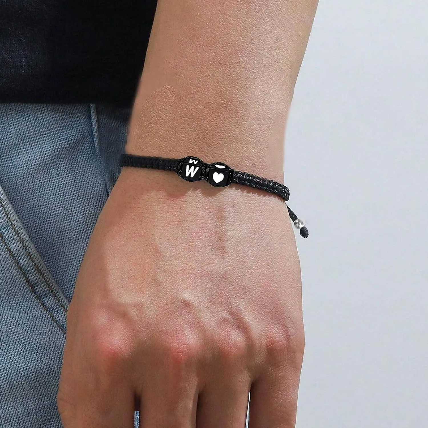Initial Bracelet for Men Women Letter Charm Couples Bracelets Handmade Gift for Bf and Gf Custom Personal Jewelry Bracelet Birthday Anniversary Gifts for Men Women