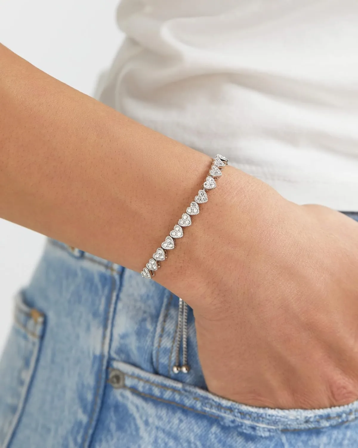 INSPIRED VOICES Easy Slider Adjustable Bracelets - Lariat & Tennis Styles for Women, Rhinestone Bracelets - Blue, Pink, Purple & More