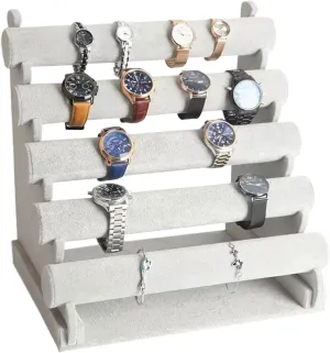 Jewelry Display Rack 5 Tiers Bracelet Holder Jewelry Detachable Velvet Bracelet Holder Watch Display Stand Bangle Bar Necklace Storage Organizer Jewelry Display Stand(2)