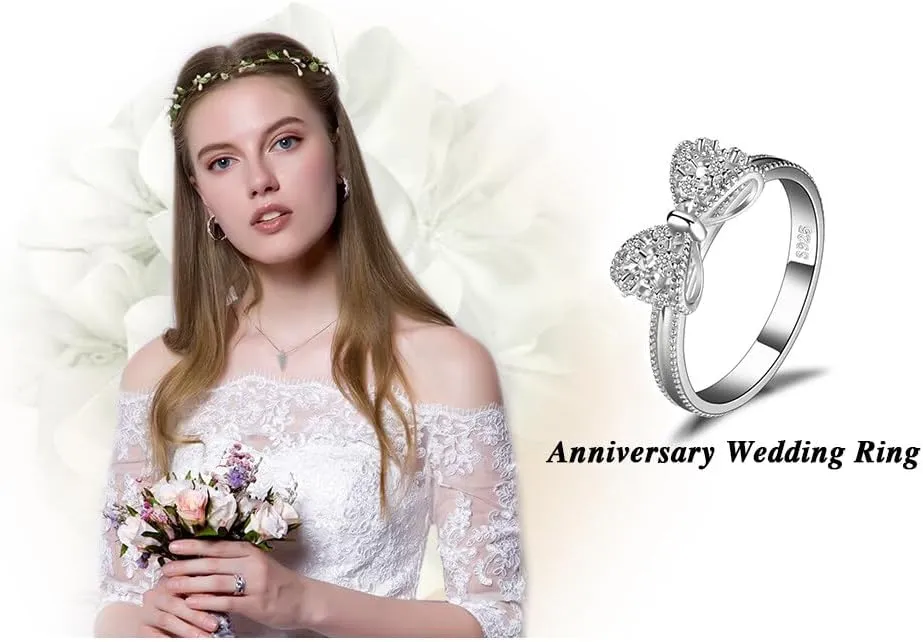 JewelryPalace 14k White Yellow Rose Gold Plated 925 Sterling Silver Rings for Women, Cubic Zirconia Promise Rings for Her, Stackable Wedding Bands Rings for Women Infinity Forever Love Knot Ring