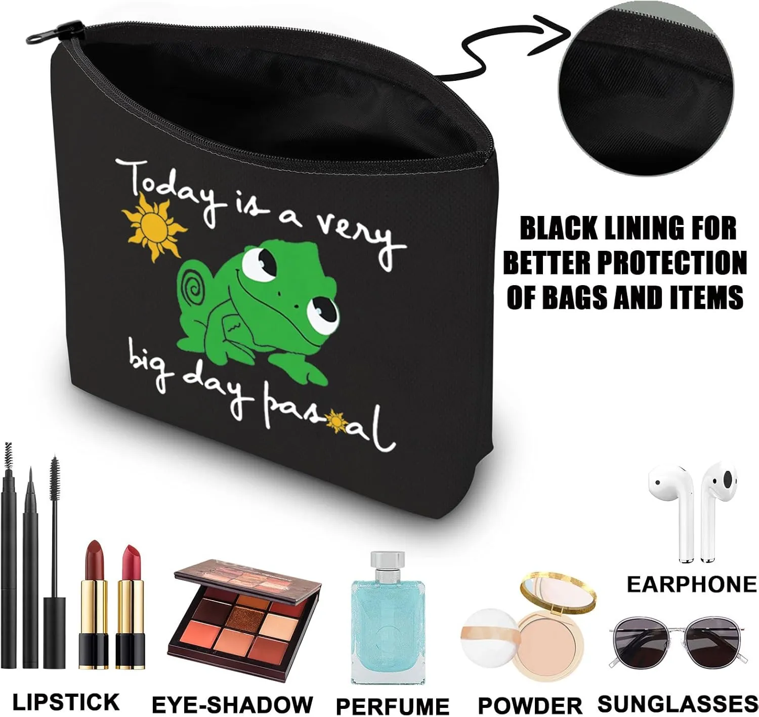 JNIAP Pascal Makeup Bag Lover Gifts Today Is a Very Big Day Zipper Pouch (Very Big Day black mb)