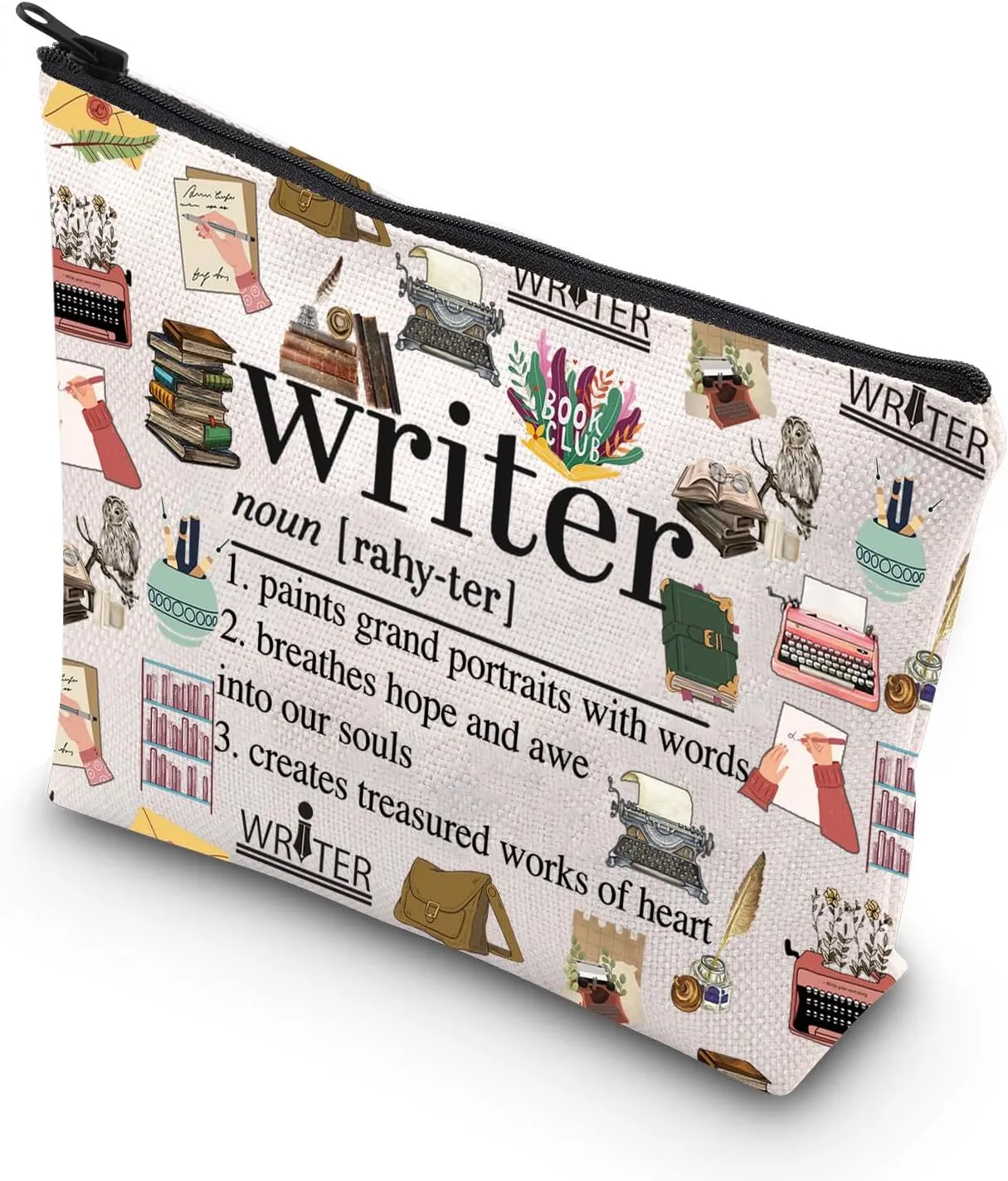 JNIAP Writer Cosmetic Makeup Bag Writer Gifts Novelist Gifts Author Zipper Bag Journalist Bag (Writer noun)