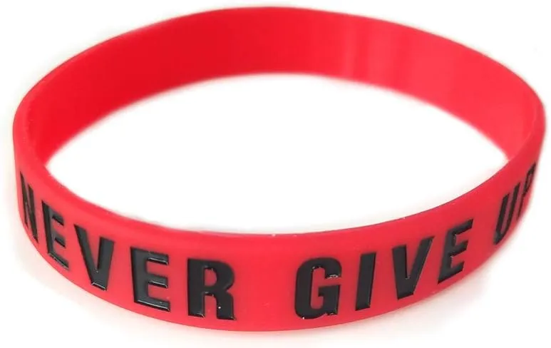 JOYID "Never give up Motivational Bracelets Rubber Band Wristbands Jewelry Inspirational Bracelets Gifts