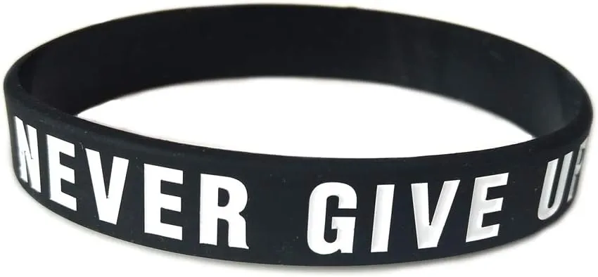 JOYID "Never give up Motivational Bracelets Rubber Band Wristbands Jewelry Inspirational Bracelets Gifts