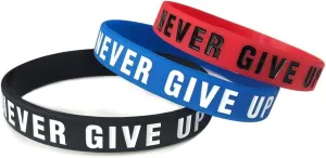 JOYID "Never give up Motivational Bracelets Rubber Band Wristbands Jewelry Inspirational Bracelets Gifts