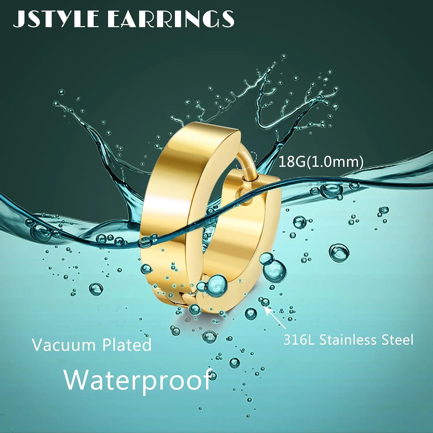 Jstyle 4 Pairs Hypoallergenic Stainless Steel Earrings For Sensitive Ears Simple Stud and Hoop Earrings Huggie Earring Set 18G