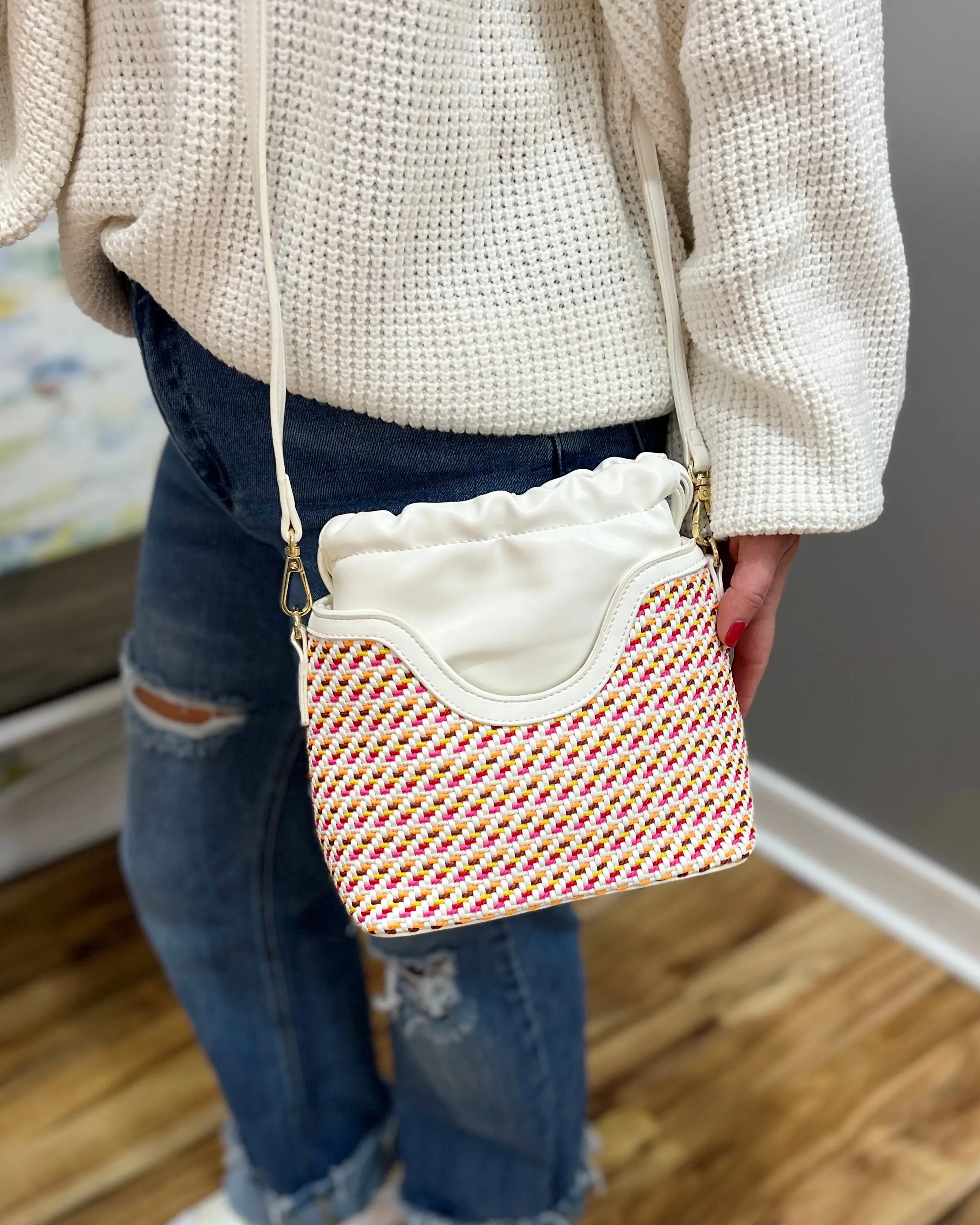 Juniper Woven Bucket Bag in Multi FINAL SALE