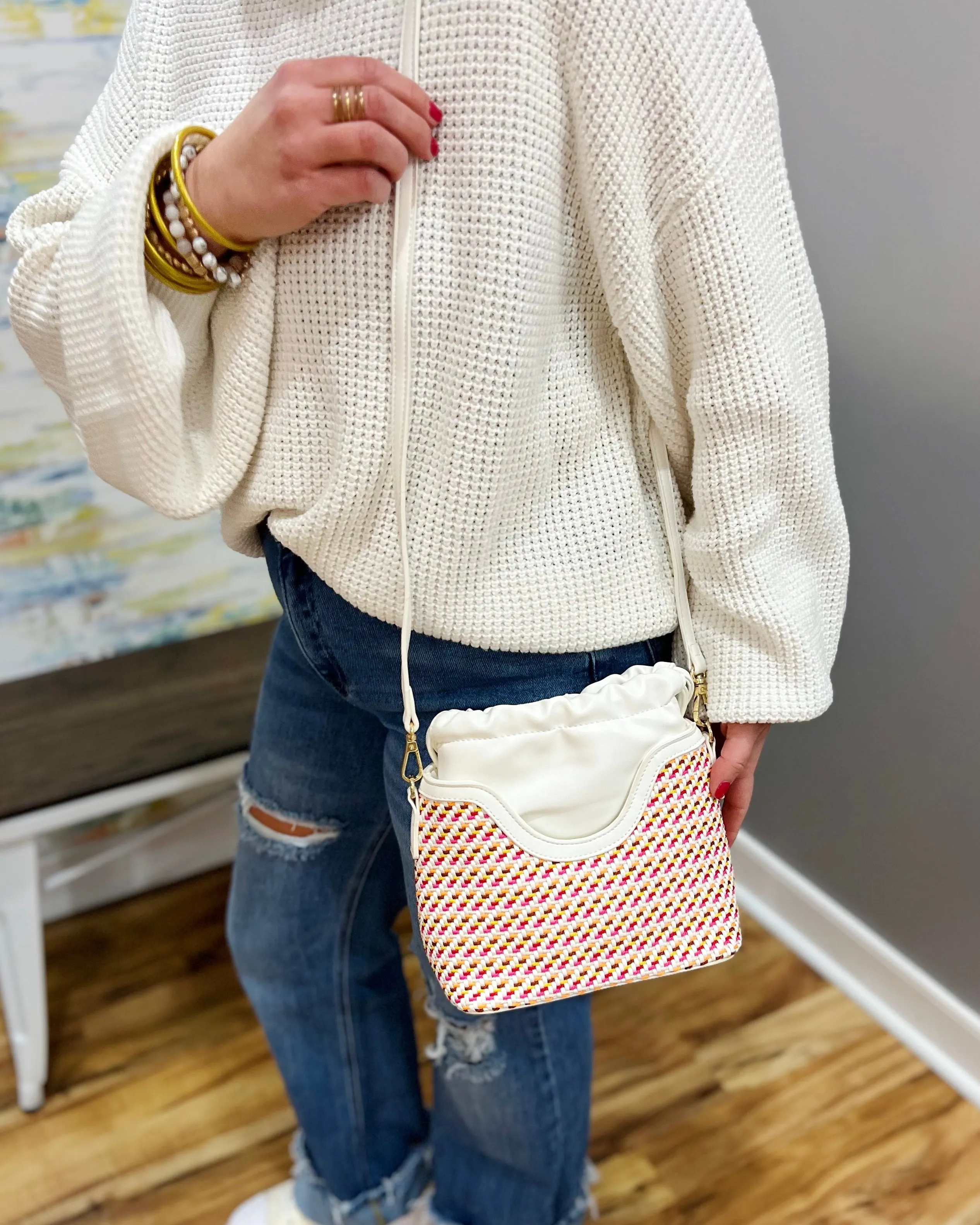 Juniper Woven Bucket Bag in Multi FINAL SALE