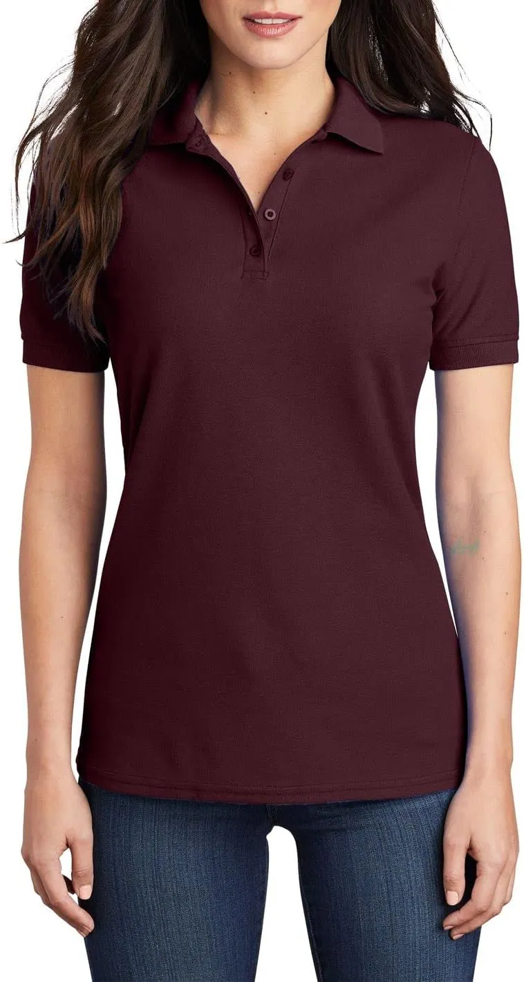JustBlanks Womens Polo Shirt Short Sleeve Polo Shirts  Regular Fit Pique Polo Shirts for Women 4-Button Polo Tee