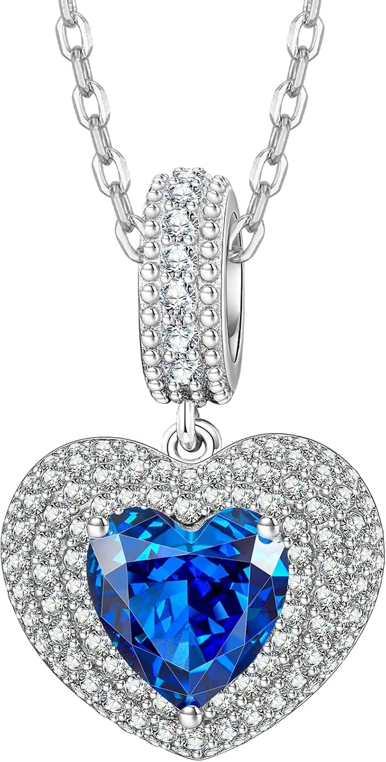 Kate Lynn Eternal Love Heart Necklaces for Women, White Gold Plated Silver/Brass with Ice-flower Zircons, Birthday & Anniversary Jewelry Gifts for Her