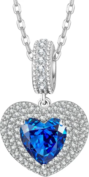 Kate Lynn Eternal Love Heart Necklaces for Women, White Gold Plated Silver/Brass with Ice-flower Zircons, Birthday & Anniversary Jewelry Gifts for Her