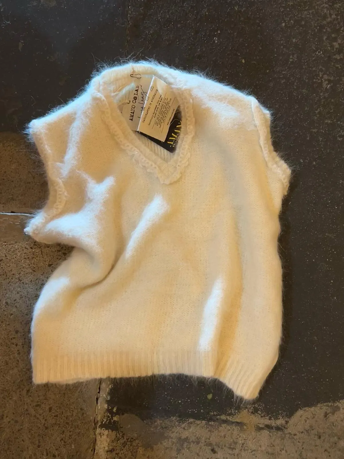 Knitted V neck Vest (Alpaca) - Sky Blue