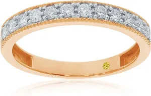 Lab Grown Diamond Wedding Bands for Women | 10K Yellow, White and Rose Gold Certified 1/10-1/2 Carat Milgrain Diamond Anniversary Bands, Promise Rings and Stackable Bands