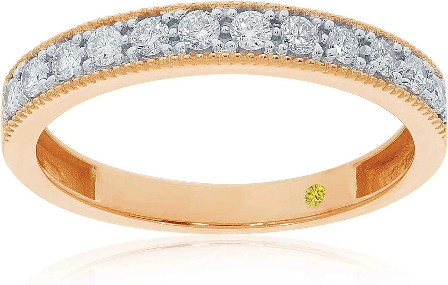 Lab Grown Diamond Wedding Bands for Women | 10K Yellow, White and Rose Gold Certified 1/10-1/2 Carat Milgrain Diamond Anniversary Bands, Promise Rings and Stackable Bands